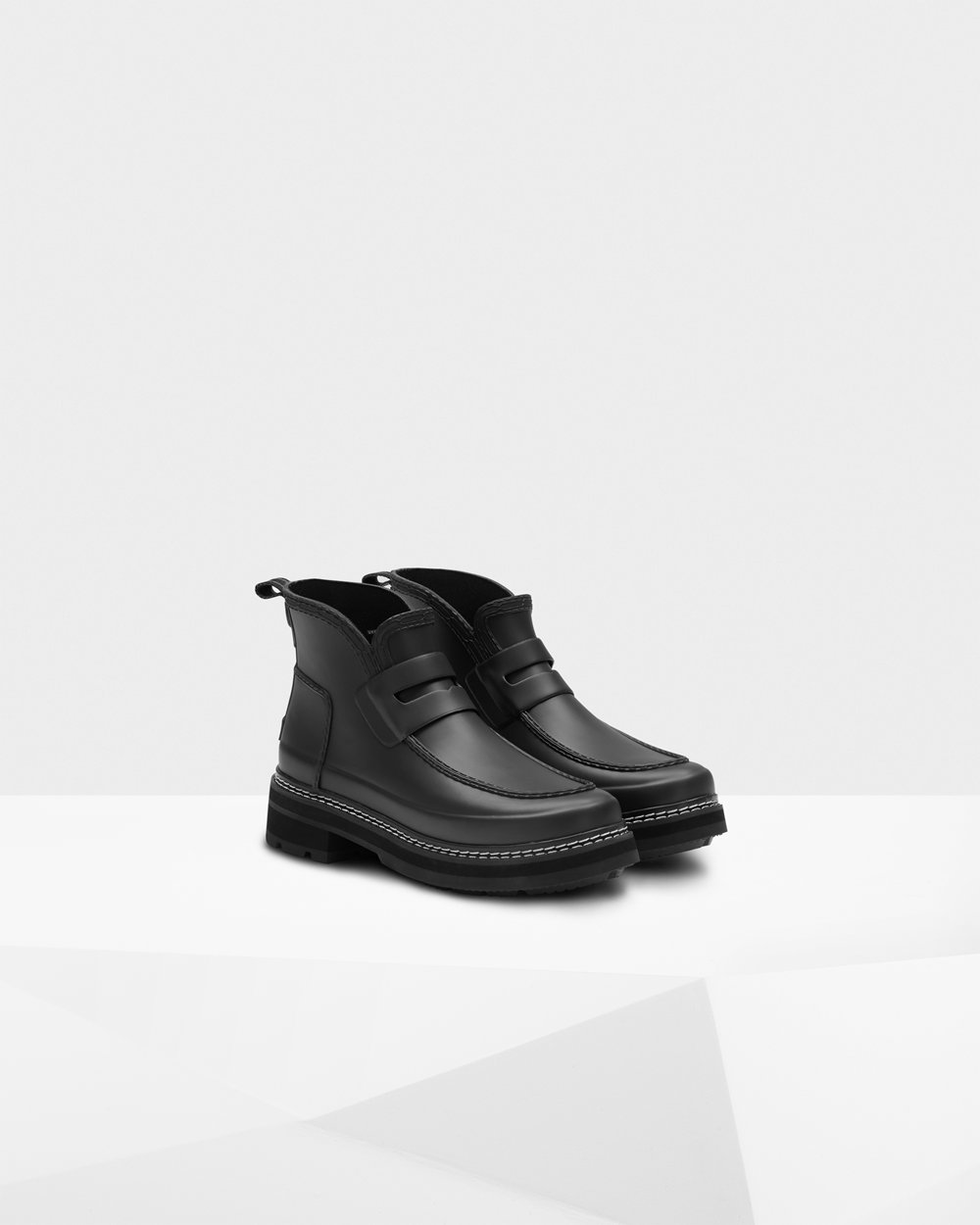 Hunter Chelsea Çizme Bayan Siyah - Refined Stitch Detail Loafers - Türkiye TM8214639